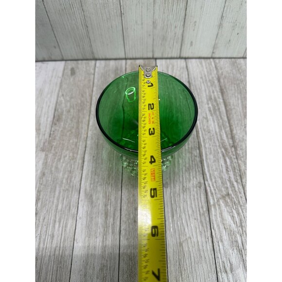 Vtg Anchor Hocking Forest Green Sherbet Clear Bubble Base Set of 5 Champagne - Picture 10 of 12